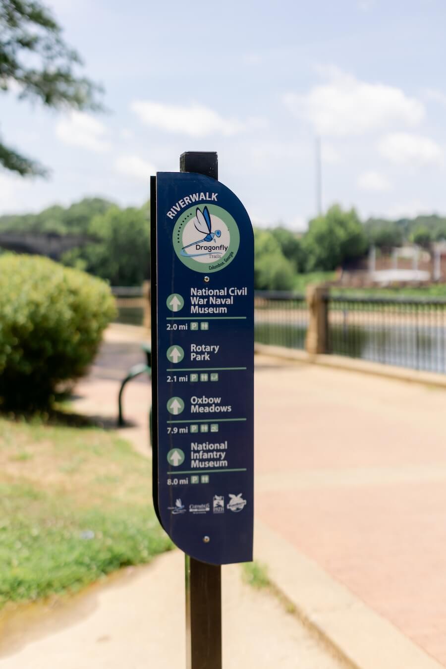 Dragonfly Trail sign on Columbus Georgia Riverwalk
